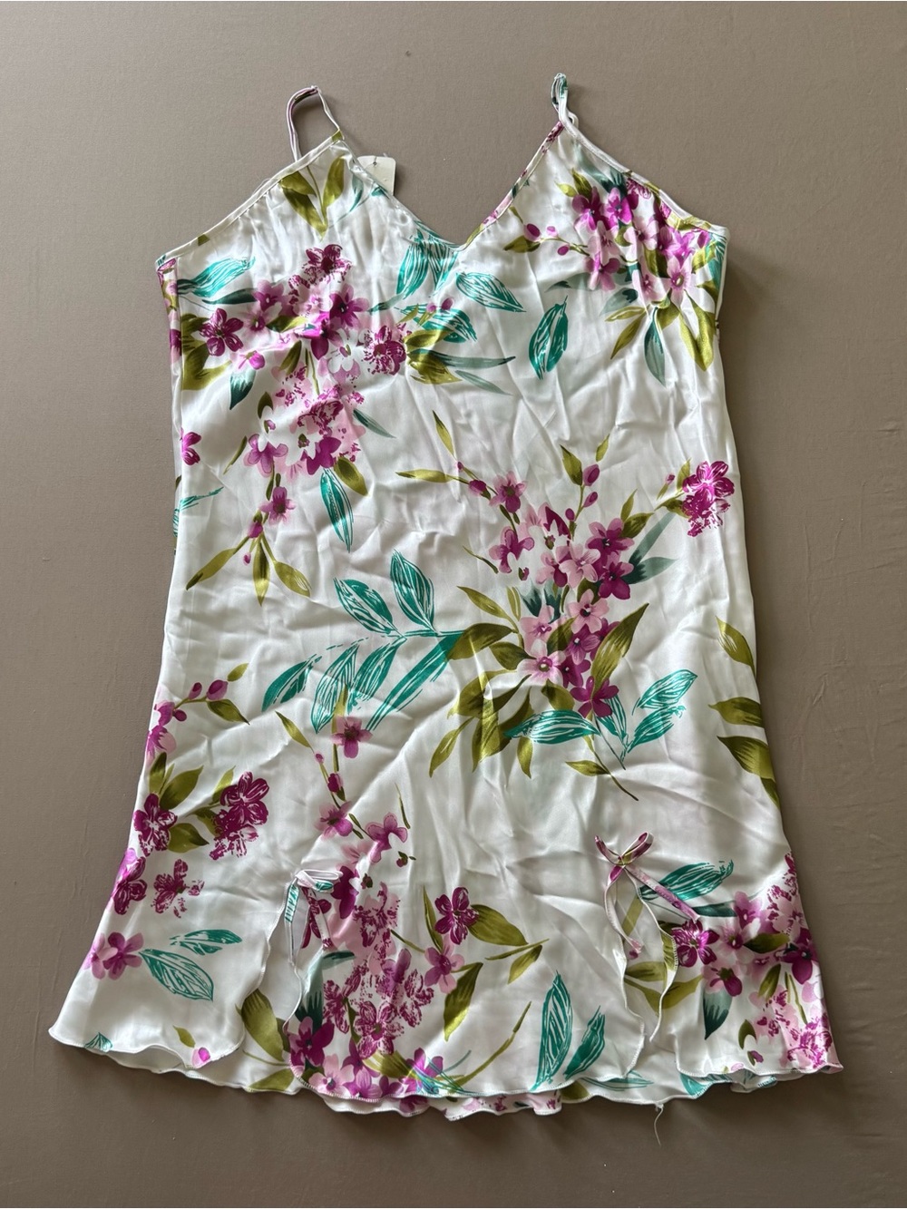 Y2K Era Floral Print Satin Mini Slip Dress